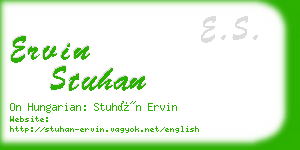 ervin stuhan business card